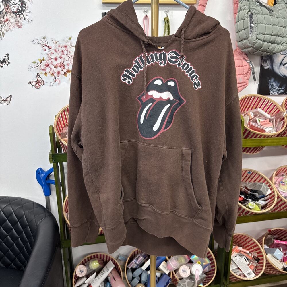 Y2K Vng Rolling Stone Hoodie Brown Rockware Anthill Trading 24” P2P And 27”long